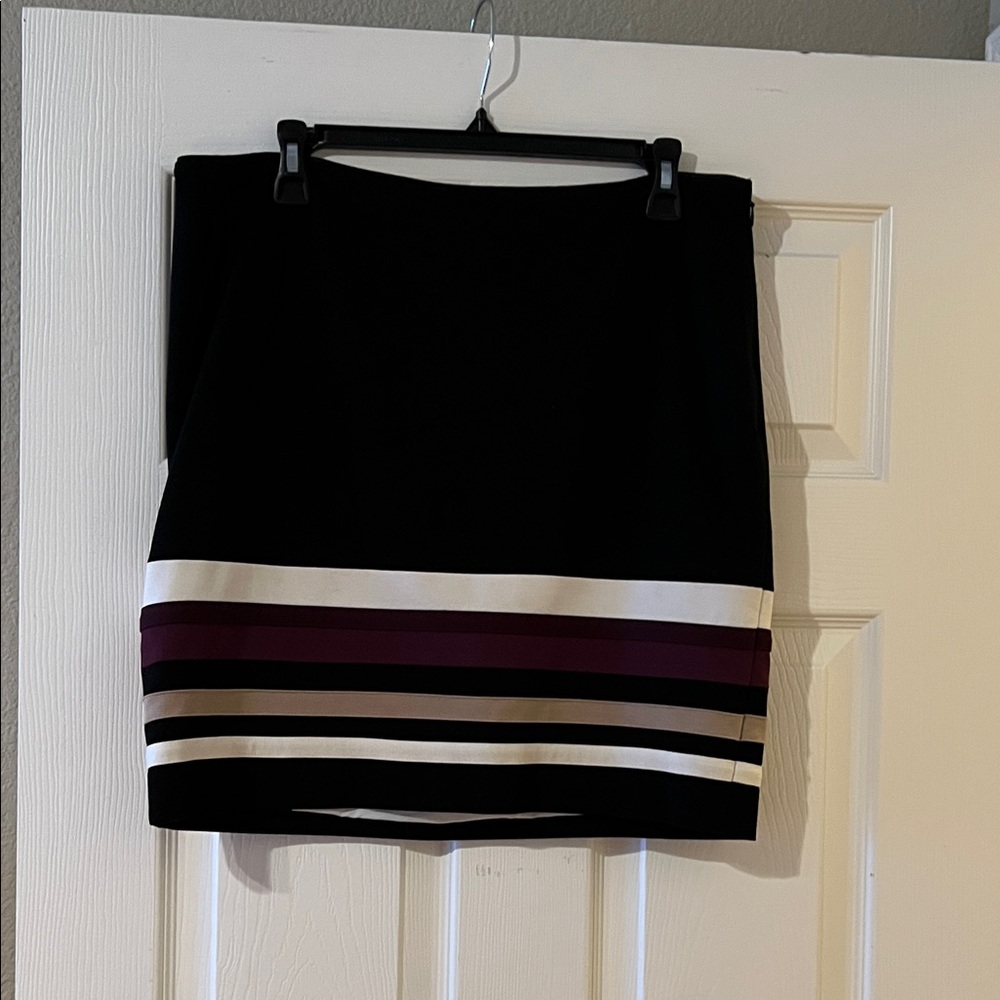 White House Black Market Elegant Black and Purple Striped Skirt